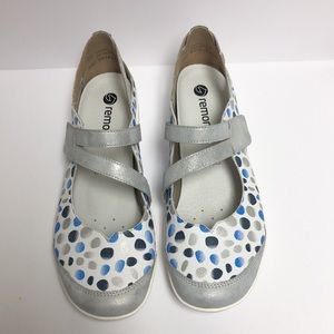 Remonte White Pokadot Leather Mary Janes Sz 41